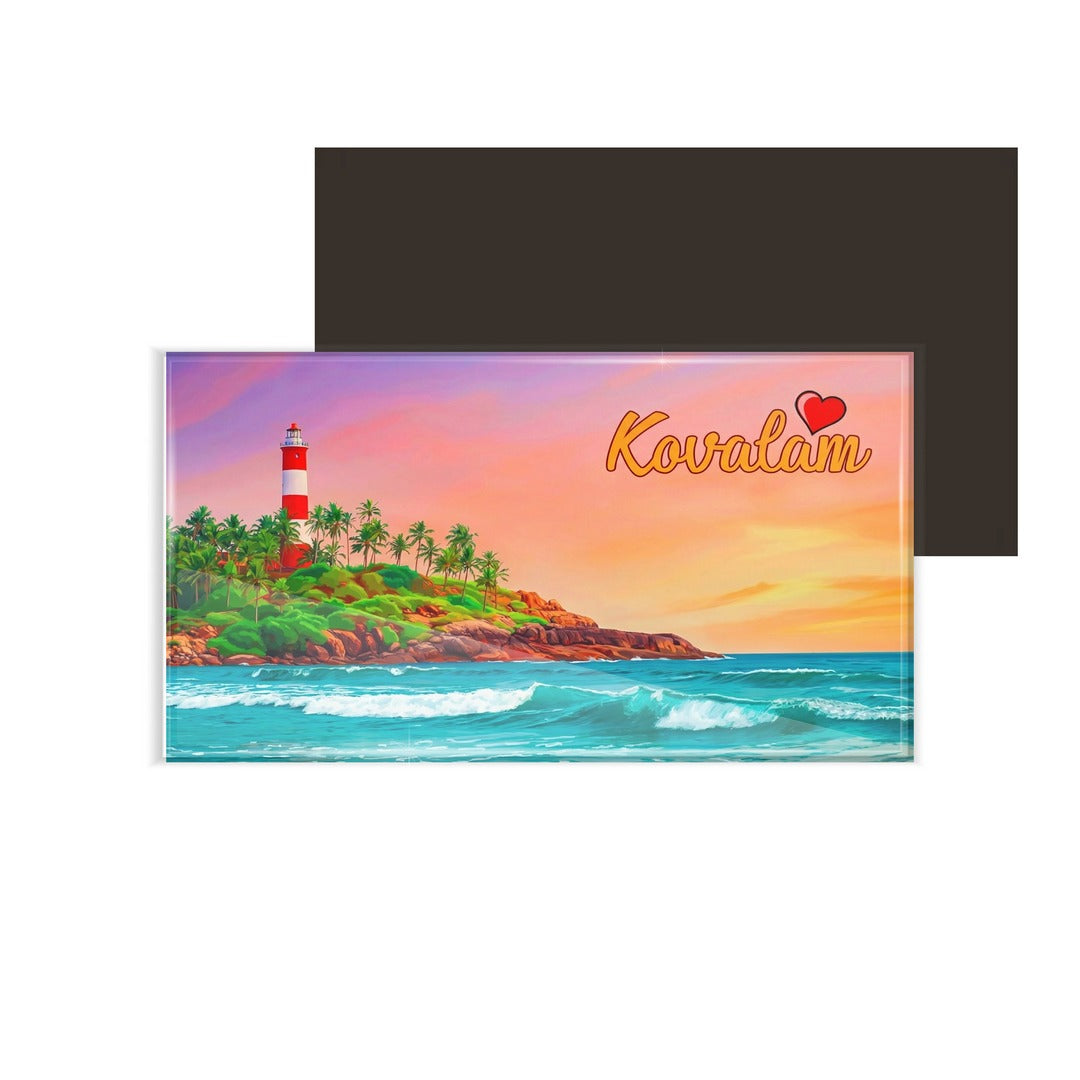 dhcrafts Rectangular Fridge Magnet Multicolor Kerala Kovalam Design Pack of 1 (8.6cm x 5.4cm)