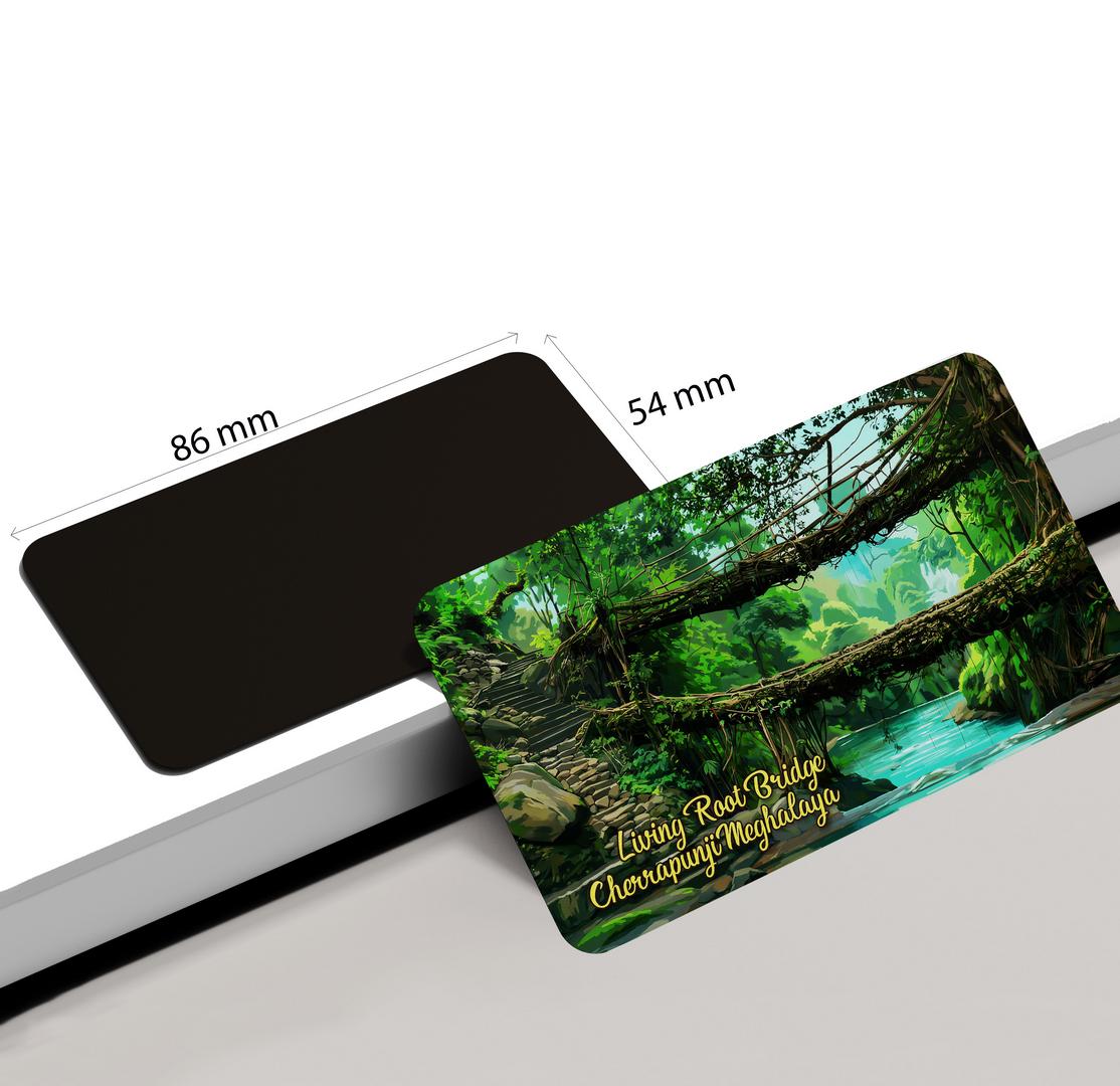 dhcrafts Rectangular Fridge Magnet Multicolor Meghalaya Long Root Bridge Cherapunji Design Pack of 1 (8.6cm x 5.4cm)