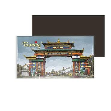 dhcrafts Rectangular Fridge Magnet Multicolor Arunachal Pradesh Tawang Design Pack of 1 (8.6cm x 5.4cm)