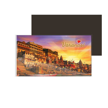 dhcrafts Rectangular Fridge Magnet Multicolor Uttar Pradesh Varanasi Design Pack of 1 (8.6cm x 5.4cm)