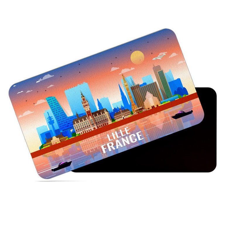 dhcrafts Fridge Magnet Rectangle Acrylic Glass (8.6 x 5.4 cm) Multicolor France Lille Design Pack of 1