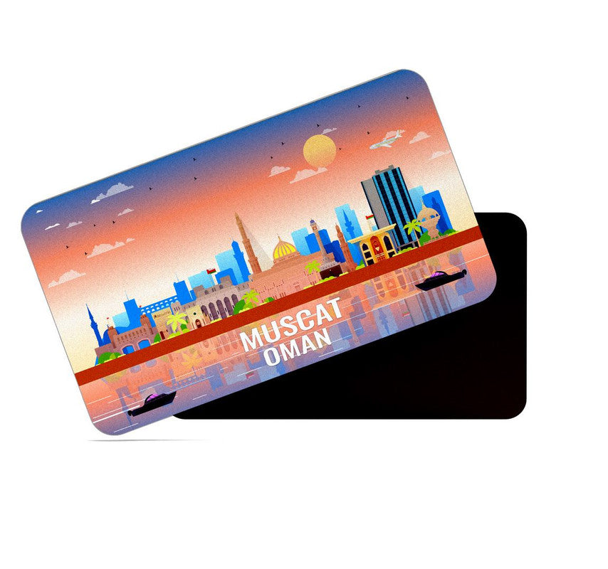 dhcrafts Fridge Magnet Rectangle Acrylic Glass (8.6 x 5.4 cm) Multicolor Oman Muscat Design Pack of 1