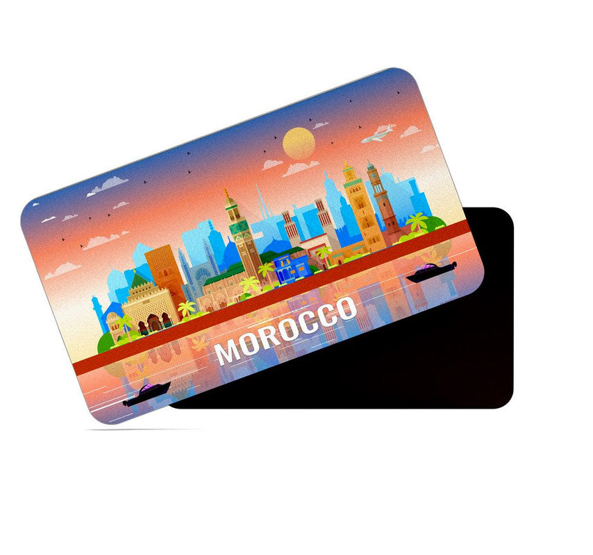 dhcrafts Fridge Magnet Rectangle Acrylic Glass (8.6 x 5.4 cm) Multicolor Morocco Design Pack of 1