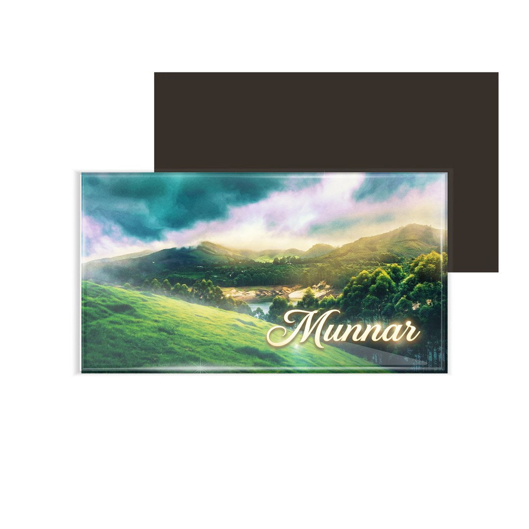 dhcrafts Rectangular Fridge Magnet Multicolor Kerala Munnar D4 Design Pack of 1 (8.6cm x 5.4cm)