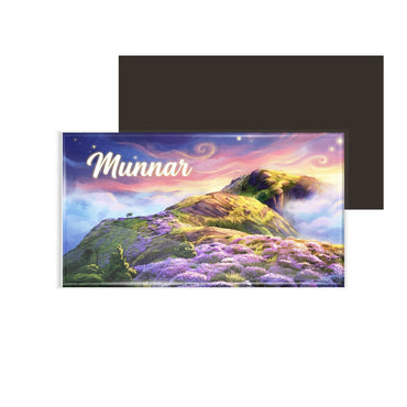 dhcrafts Rectangular Fridge Magnet Multicolor Kerala Munnar D6 Neelakurinji Design Pack of 1 (8.6cm x 5.4cm)