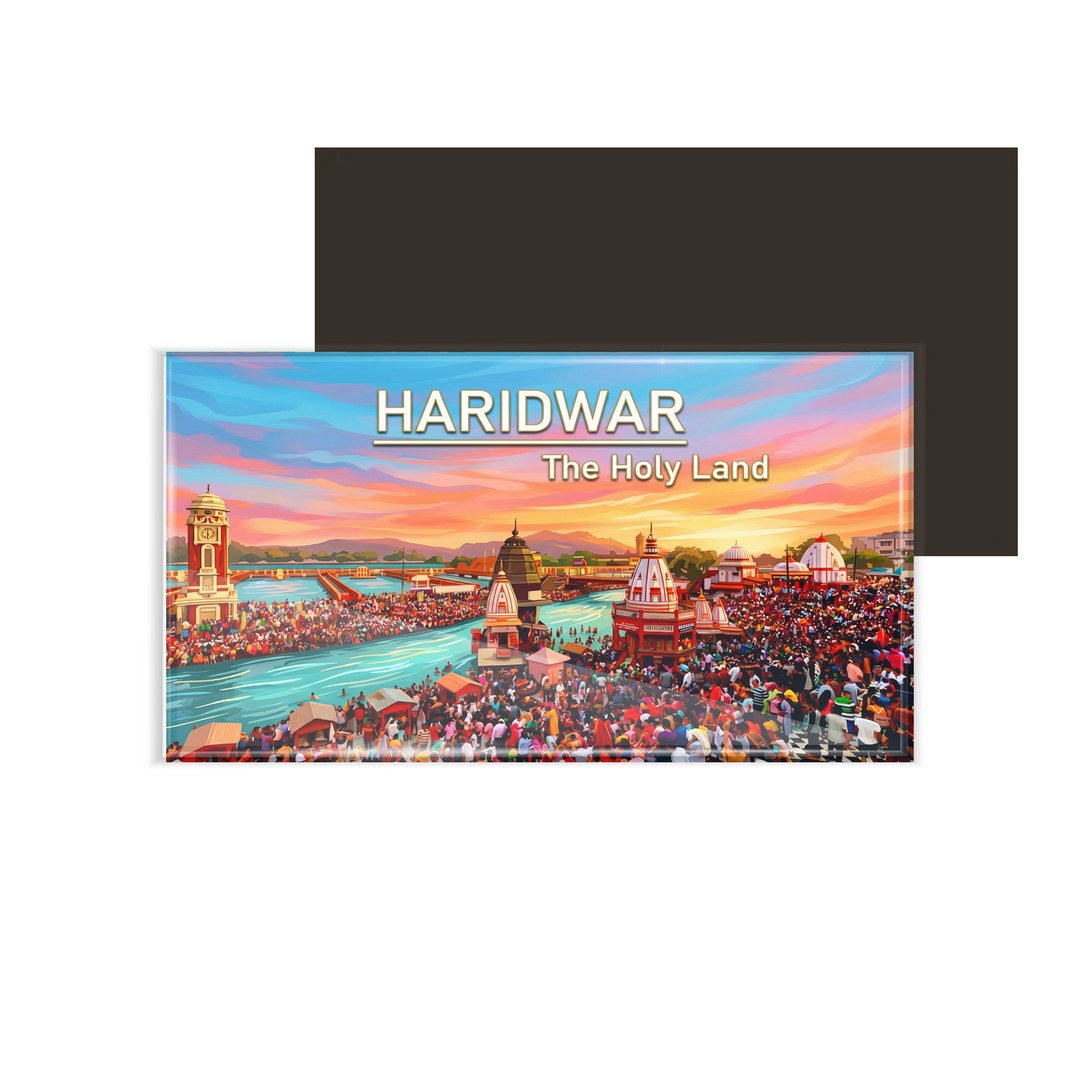dhcrafts Rectangular Fridge Magnet Multicolor Maharashtra Haridwar The Holy Land Design Pack of 1 (8.6cm x 5.4cm)