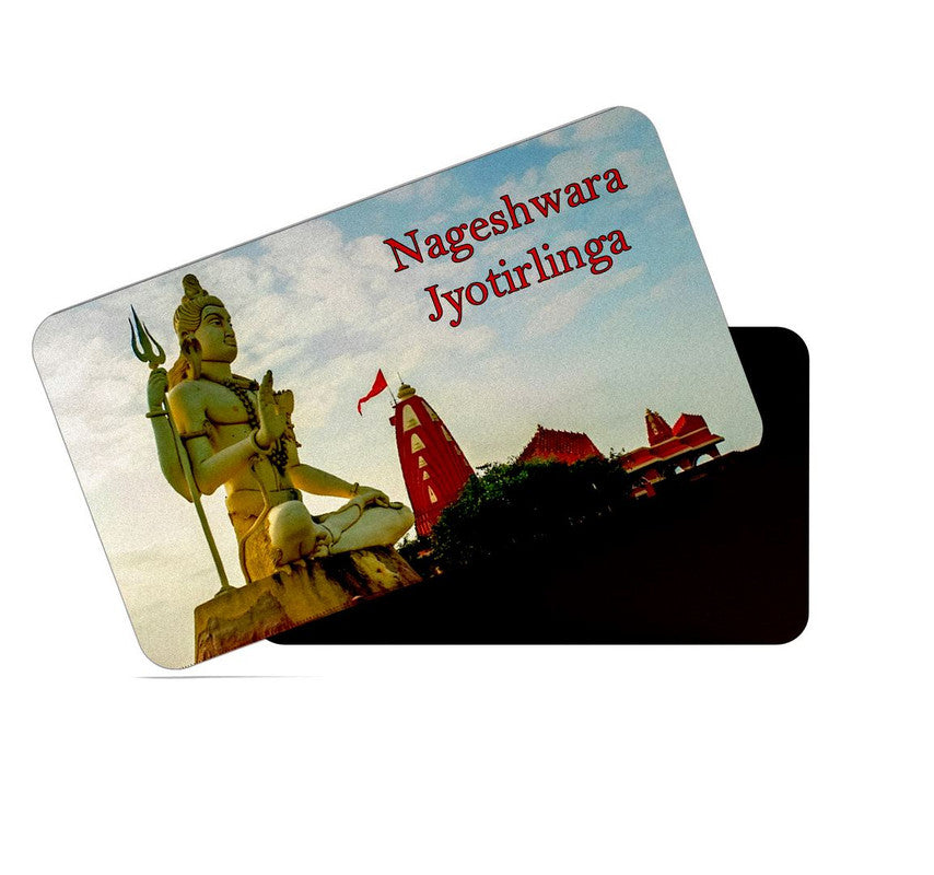 dhcrafts Rectangular Rubber Fridge Magnet / Magnetic Card Multicolor Gujarat Nageshwar Jyotirlinga Design Pack of 1 (8.6cm x 5.4cm)