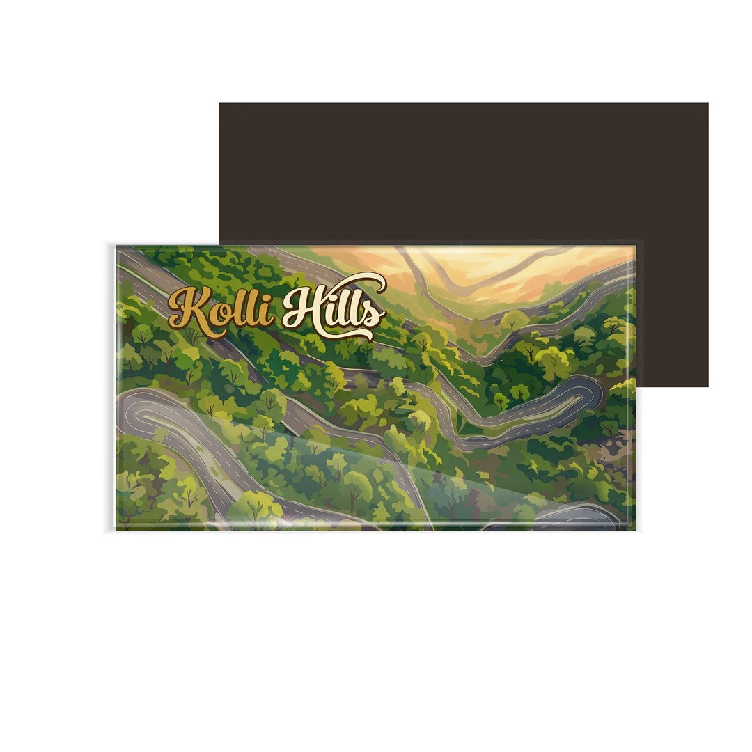 dhcrafts Rectangular Fridge Magnet Multicolor Tamil Nadu Kolli Hills Design Pack of 1 (8.6cm x 5.4cm)
