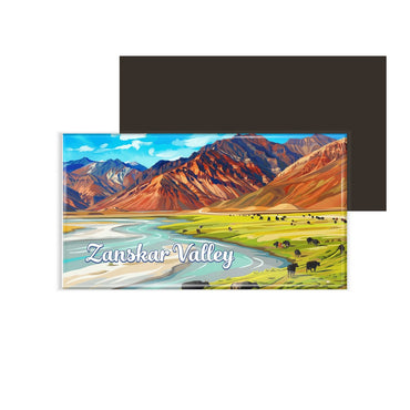 dhcrafts Rectangular Fridge Magnet Multicolor Ladakh Zanskar Valley Design Pack of 1 (8.6cm x 5.4cm)