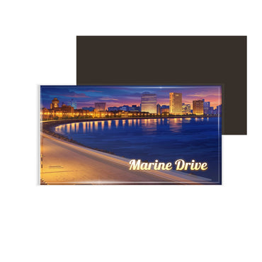 dhcrafts Rectangular Fridge Magnet Multicolor Maharashtra Marine Drive Design Pack of 1 (8.6cm x 5.4cm)