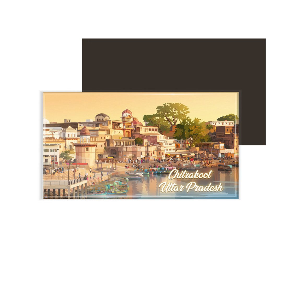 dhcrafts Rectangular Fridge Magnet Multicolor Uttar Pradesh Chitrakoot Design Pack of 1 (8.6cm x 5.4cm)