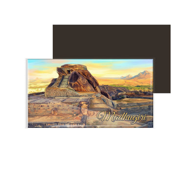 dhcrafts Rectangular Fridge Magnet Multicolor Karnataka Madhugiri Design Pack of 1 (8.6cm x 5.4cm)