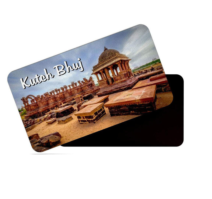 dhcrafts Rectangular Rubber Fridge Magnet / Magnetic Card Multicolor Gujarat Kutch Bhuj Design Pack of 1 (8.6cm x 5.4cm)