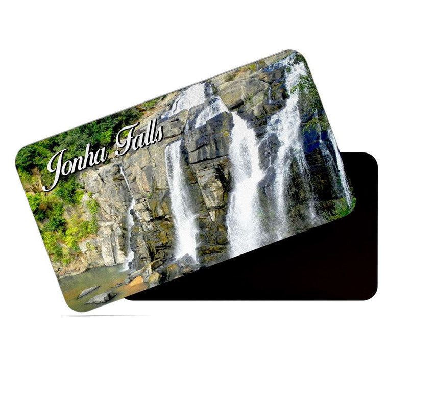 dhcrafts Rectangular Rubber Fridge Magnet / Magnetic Card Multicolor Jharkhand Jonha Falls Design Pack of 1 (8.6cm x 5.4cm)