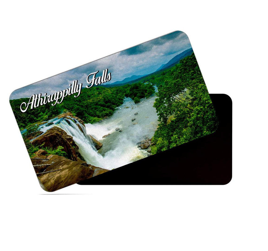dhcrafts Rectangular Rubber Fridge Magnet / Magnetic Card Multicolor Kerala Athirapilly Falls Design Pack of 1 (8.6cm x 5.4cm)