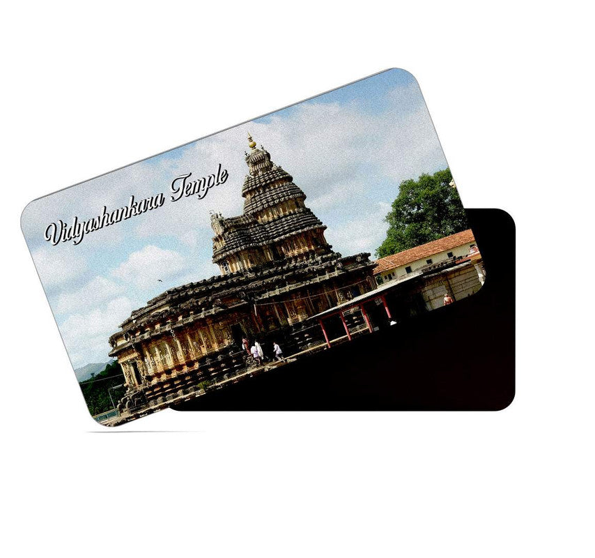 dhcrafts Rectangular Rubber Fridge Magnet / Magnetic Card Multicolor Kerala Vidyashankara Temple Design Pack of 1 (8.6cm x 5.4cm)