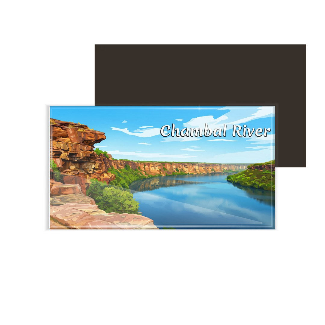 dhcrafts Rectangular Fridge Magnet Multicolor Madhya Pradesh Chambal River Design Pack of 1 (8.6cm x 5.4cm)