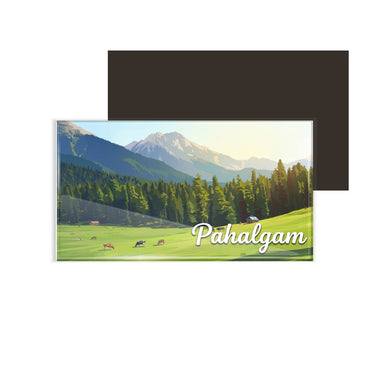 dhcrafts Rectangular Fridge Magnet Multicolor Jammu and Kashmir Pahalgam Design Pack of 1 (8.6cm x 5.4cm)