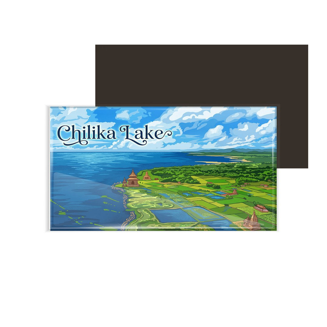 dhcrafts Rectangular Fridge Magnet Multicolor Odisha Chilka Lake Design Pack of 1 (8.6cm x 5.4cm)