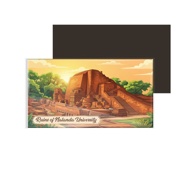 dhcrafts Rectangular Fridge Magnet Multicolor Bihar Ruins of Nalanda University Design Pack of 1 (8.6cm x 5.4cm)