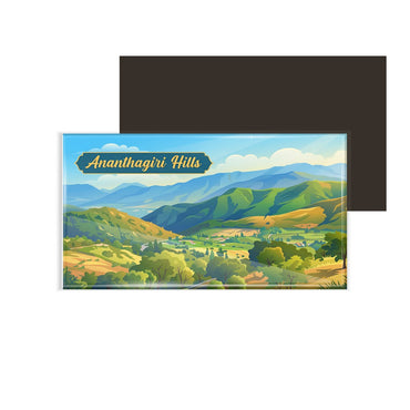dhcrafts Rectangular Fridge Magnet Multicolor Telangana Ananthagiri Hills Design Pack of 1 (8.6cm x 5.4cm)
