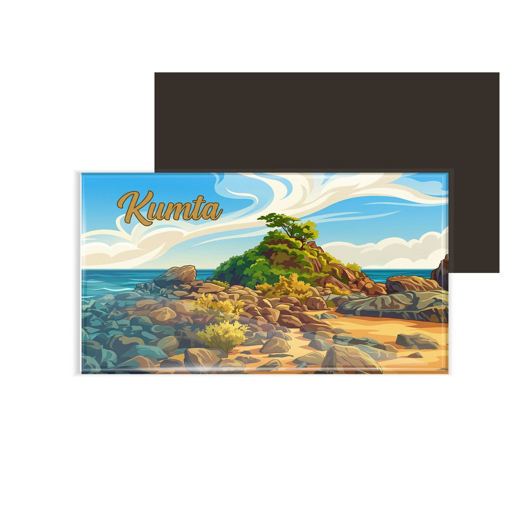 dhcrafts Multicolor Karnataka Kumta Design Rectangular Fridge Magnet Pack of 1 (8.6cm x 5.4cm)