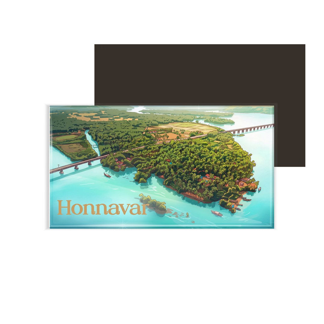 dhcrafts Multicolor Karnataka Honnavar Design Rectangular Fridge Magnet Pack of 1 (8.6cm x 5.4cm)