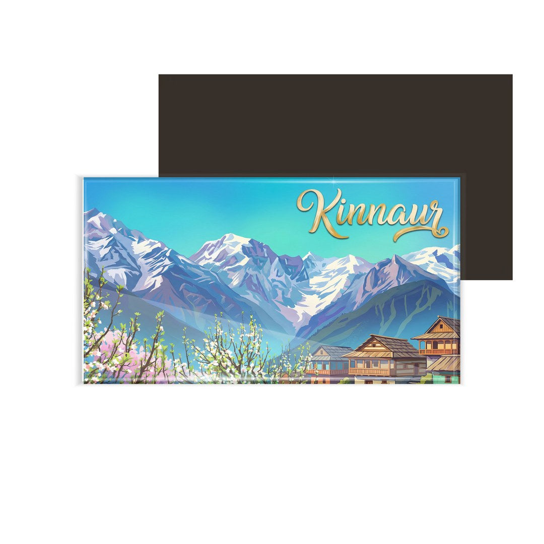 dhcrafts Multicolor Himachal Pradesh Kinnaur Design Rectangular Fridge Magnet Pack of 1 (8.6cm x 5.4cm)