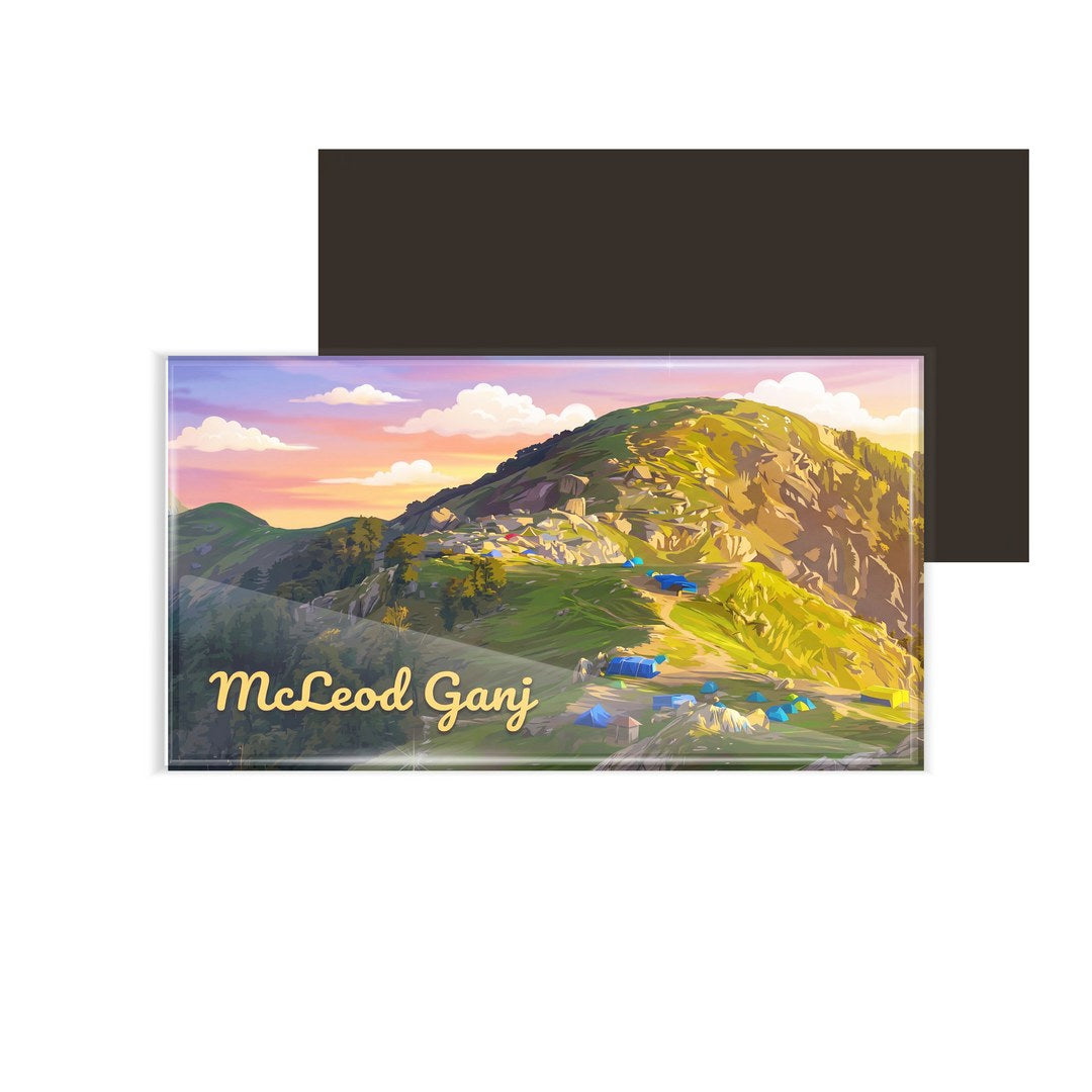 dhcrafts Multicolor Himachal Pradesh McLeod Ganj Design Rectangular Fridge Magnet Pack of 1 (8.6cm x 5.4cm)
