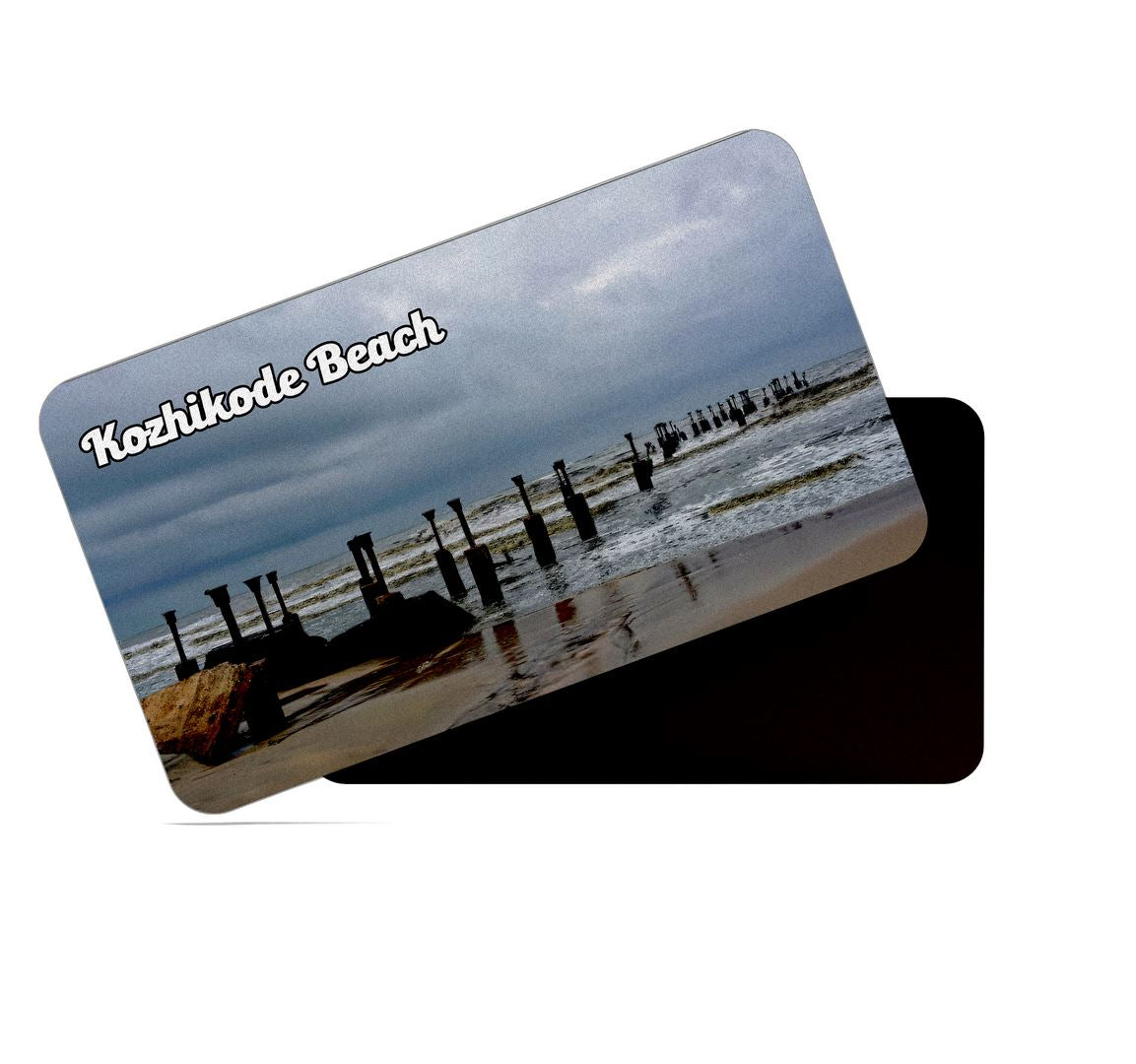 dhcrafts Multicolor Kerala Kozhikode Beach Design Rectangular Rubber Matte Finish Fridge Magnet / Magnetic Card Pack of 1 (8.6cm x 5.4cm)