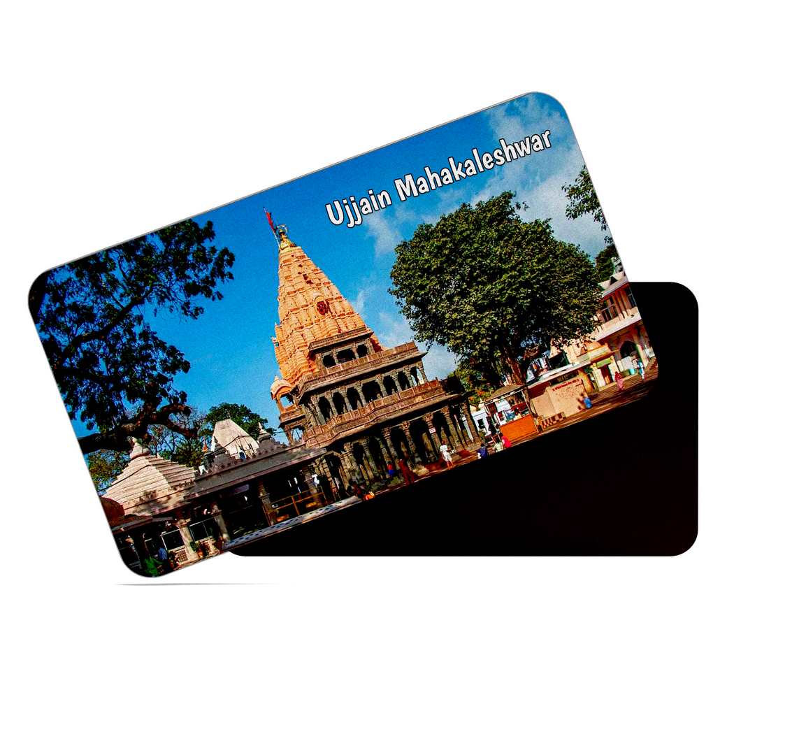 dhcrafts Multicolor Madhya Pradesh Ujjain Mahakaleshwar Design Rectangular Rubber Matte Finish Fridge Magnet / Magnetic Card Pack of 1 (8.6cm x 5.4cm)