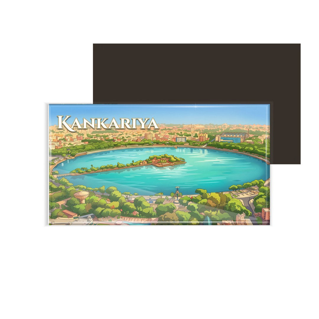 dhcrafts Multicolor Gujarat Kankaria Design Rectangular Fridge Magnet Pack of 1 (8.6cm x 5.4cm)