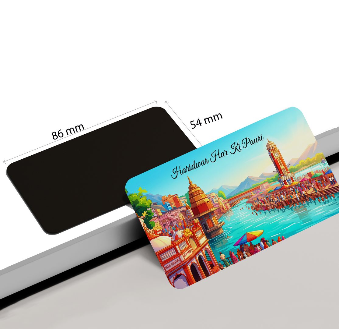 dhcrafts Multicolor Uttarakhand Haridwar Har Ki Pauri Design Rectangular Fridge Magnet Pack of 1 (8.6cm x 5.4cm)