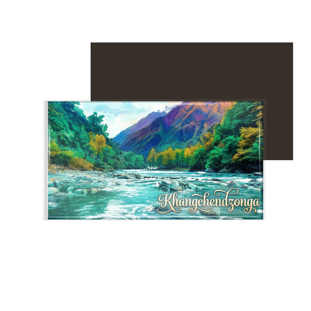 dhcrafts Multicolor Sikkim Khangchendzonga Design Rectangular Fridge Magnet Pack of 1 (8.6cm x 5.4cm)