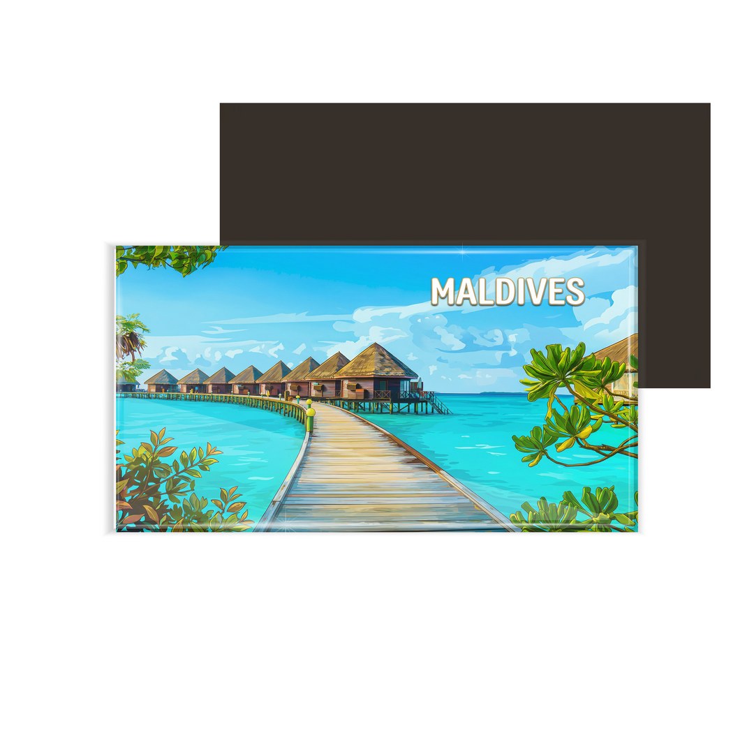 dhcrafts Multicolor Maldives Design Rectangular Fridge Magnet Pack of 1 (8.6cm x 5.4cm)