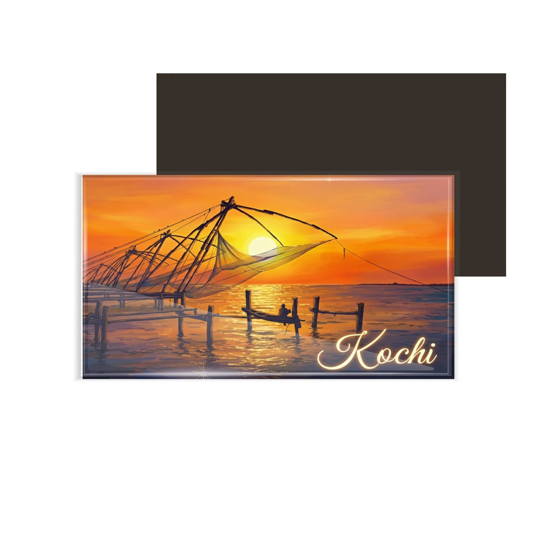 dhcrafts Multicolor Kerala Kochi Design Rectangular Fridge Magnet Pack of 1 (8.6cm x 5.4cm)