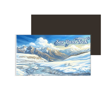 dhcrafts Multicolor Himachal Pradesh SAR Pass Trek Design Rectangular Fridge Magnet Pack of 1 (8.6cm x 5.4cm)