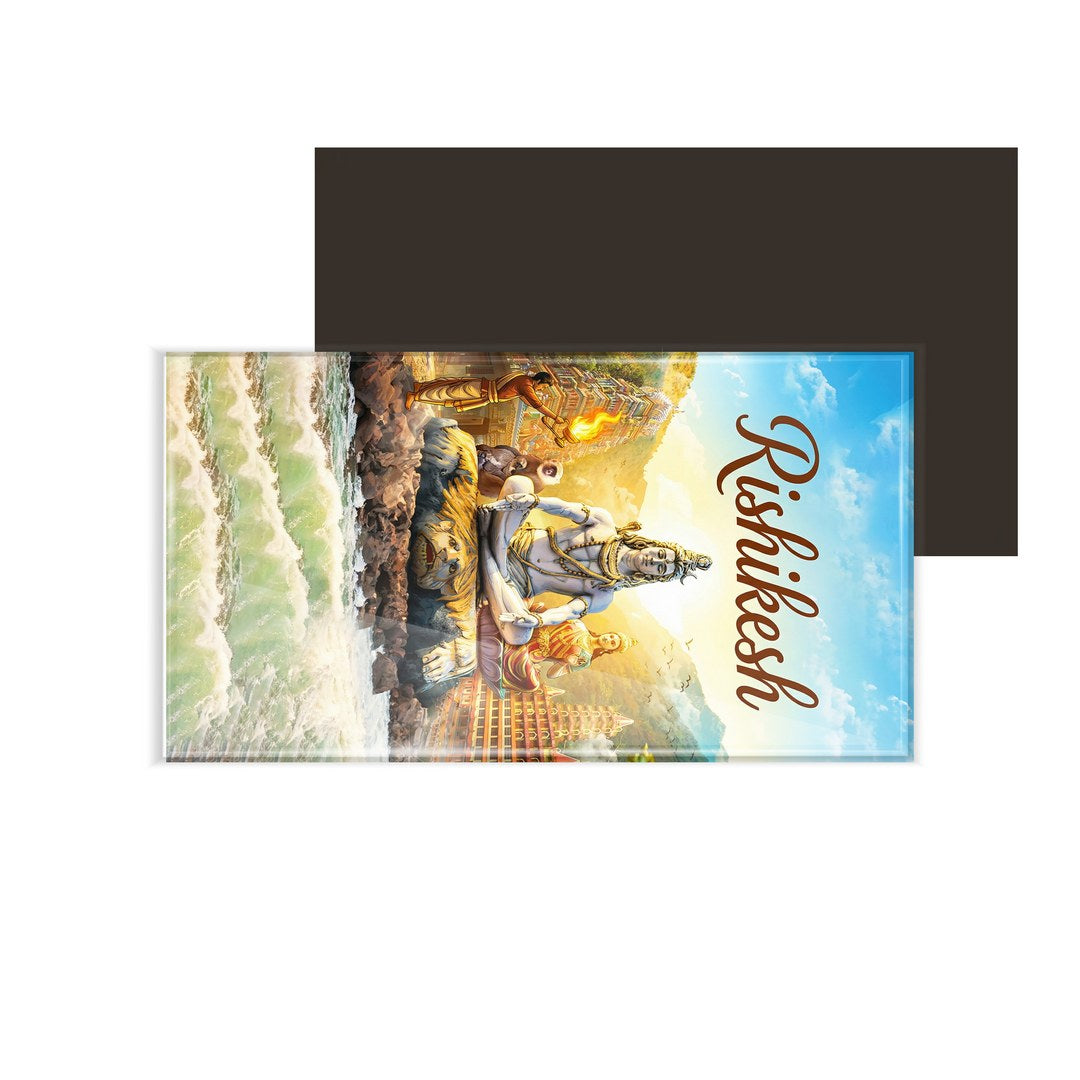 dhcrafts Multicolor Uttarakhand Rishikesh Design Rectangular Fridge Magnet Pack of 1 (8.6cm x 5.4cm)