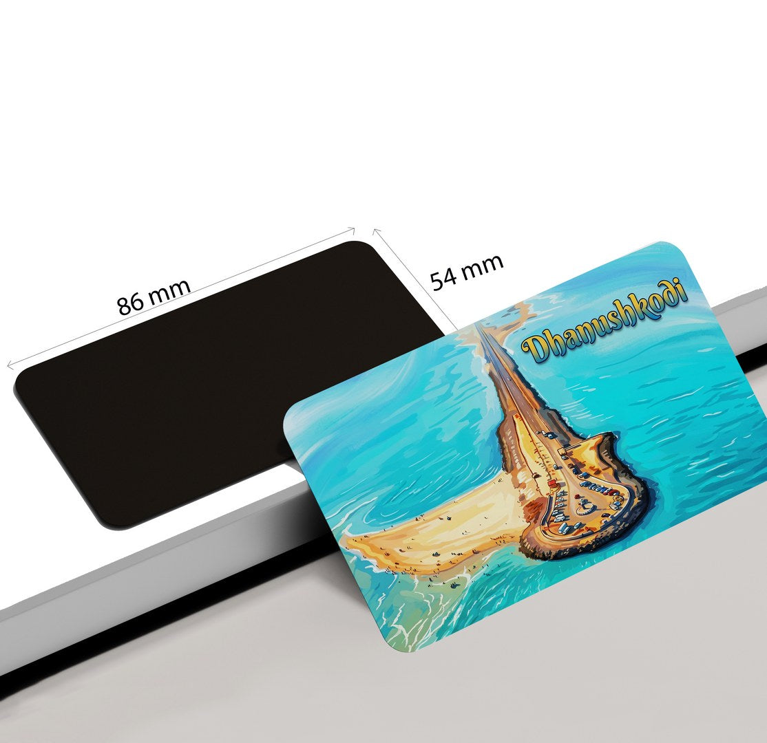 dhcrafts Tamil Nadu Dhanushkodi Design Rectangular Fridge Magnet Pack of 1 (8.6cm x 5.4cm)