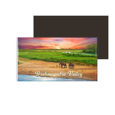 dhcrafts Assam Brahmaputra Valley Design Rectangular Fridge Magnet Pack of 1 (8.6cm x 5.4cm)