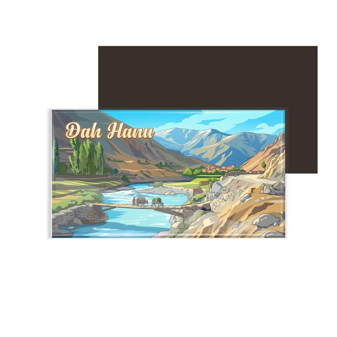 dhcrafts Ladakh Dah Hanu Valley Design Rectangular Fridge Magnet Pack of 1 (8.6cm x 5.4cm)