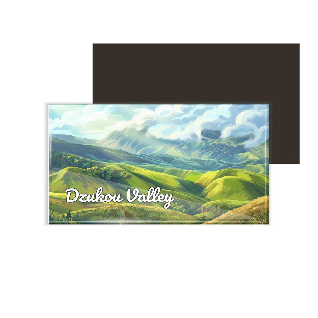 dhcrafts Nagaland Dzukou Valley Design Rectangular Fridge Magnet Pack of 1 (8.6cm x 5.4cm)