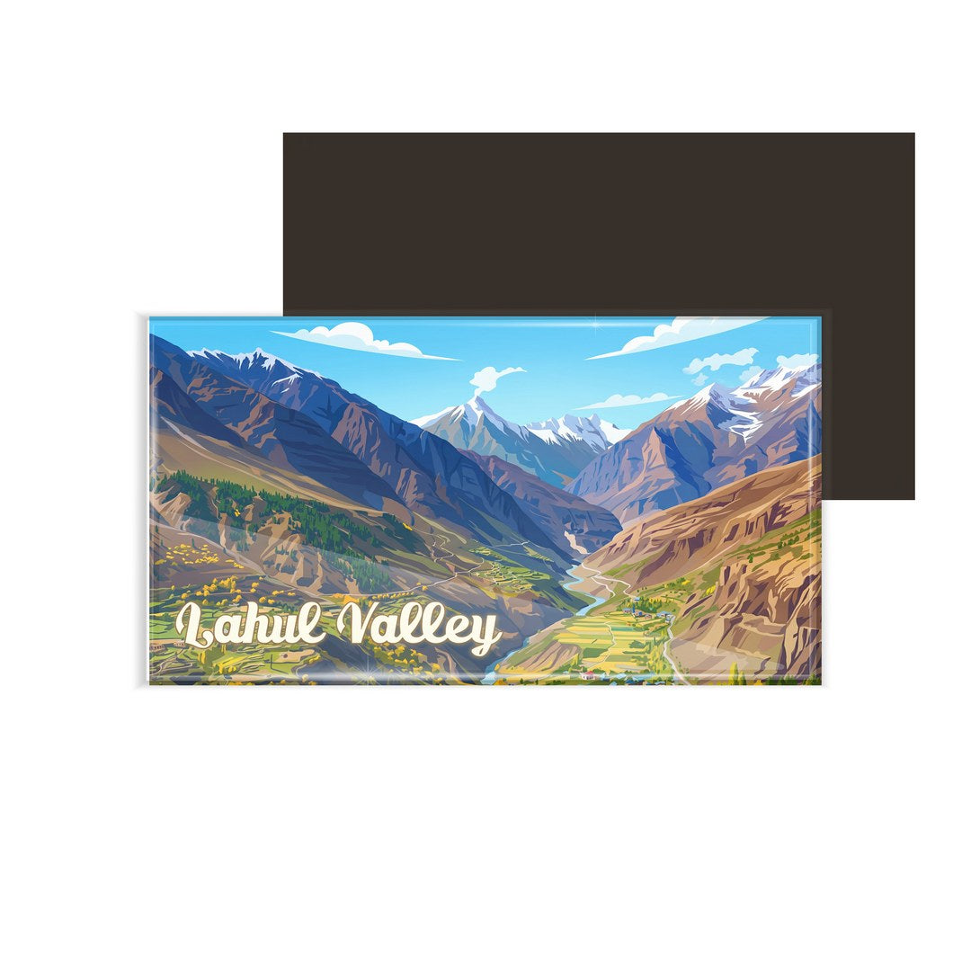 dhcrafts Himachal Pradesh Lahaul Valley Design Rectangular Fridge Magnet Pack of 1 (8.6cm x 5.4cm)