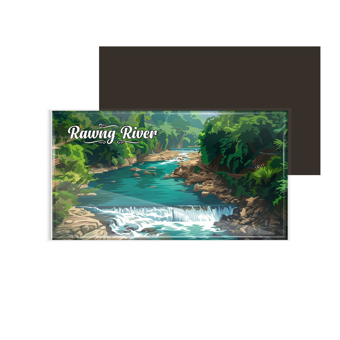 dhcrafts Assam Tlawng River Design Rectangular Fridge Magnet Pack of 1 (8.6cm x 5.4cm)