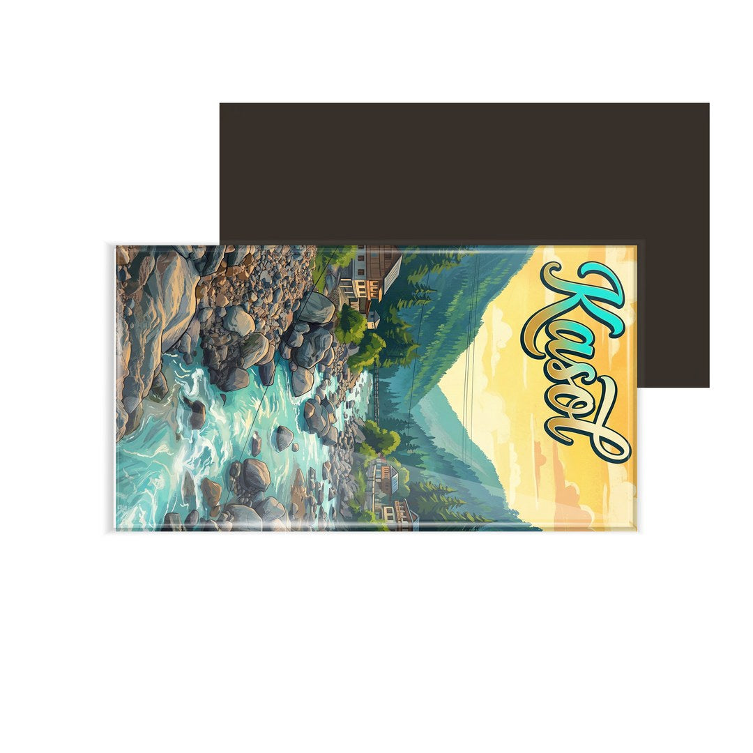 dhcrafts Himachal Pradesh Kasol Design Rectangular Fridge Magnet Pack of 1 (8.6cm x 5.4cm)