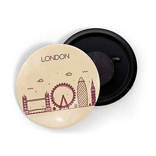 dhcrafts Round Fridge Magnet Brown Color London Glossy Finish Design Pack of 1 (58 mm)