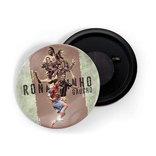 dhcrafts Round Fridge Magnet Grey color Ronaldinho Gaúcho Glossy Finish Design Pack of 1 (75 mm)