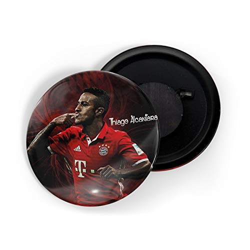 dhcrafts Round Fridge Magnet Black color Thiago Alcântara Glossy Finish Design Pack of 1 (75 mm)