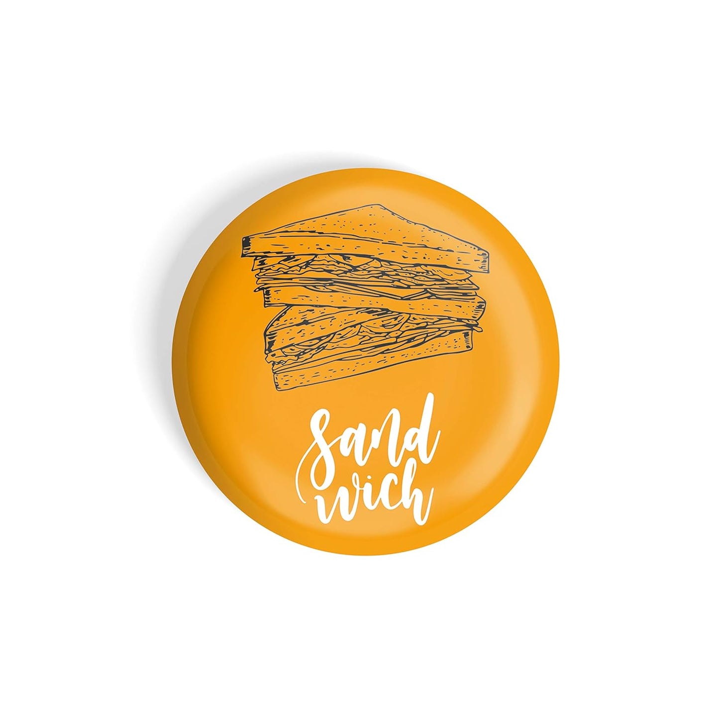 dhcrafts Round Fridge Magnet Yellow Color Sandwich D2 Glossy Finish Design Pack of 1 (58 mm)