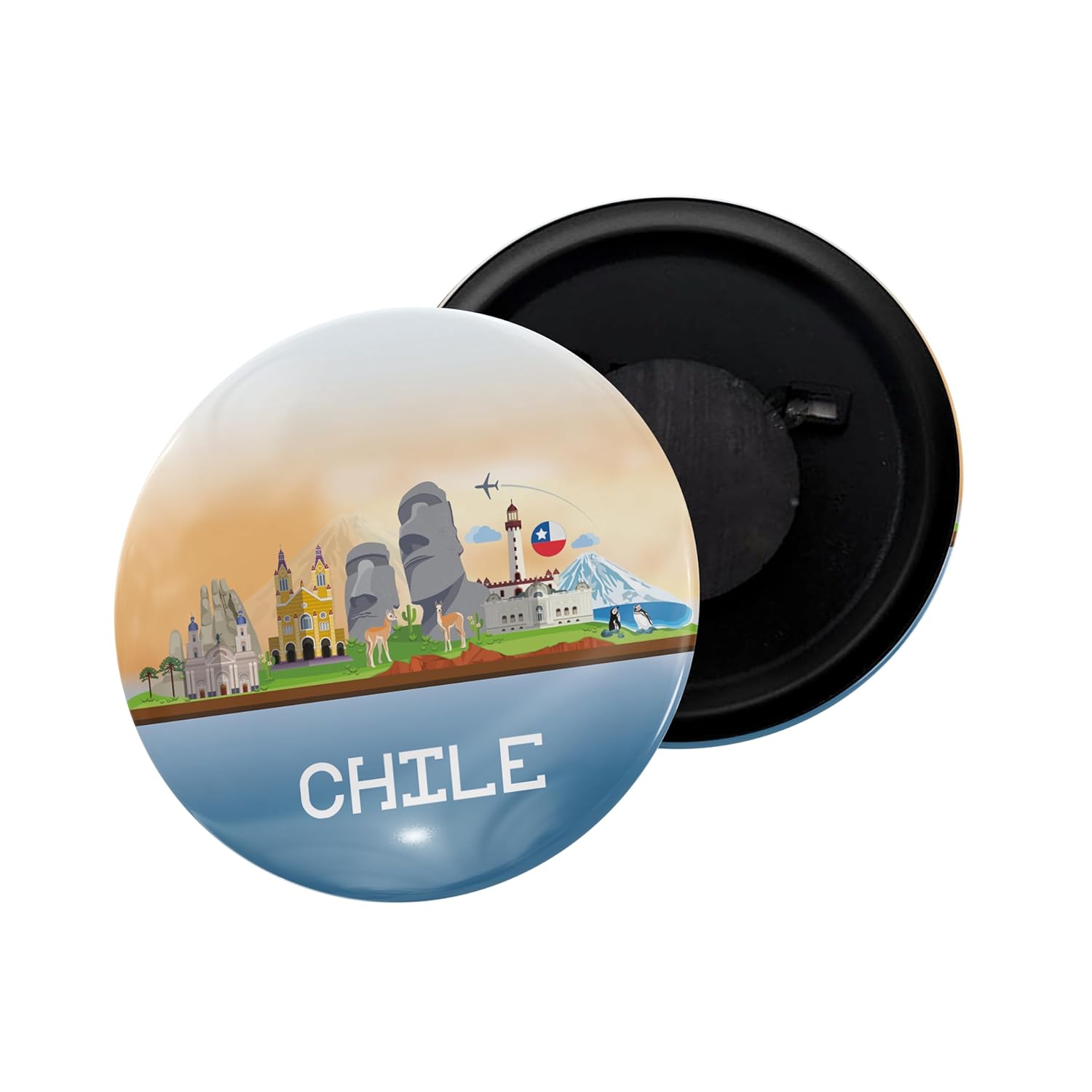 dhcrafts Fridge Magnet Blue Chile South America Glossy Finish Design Pack of 1 (58mm)